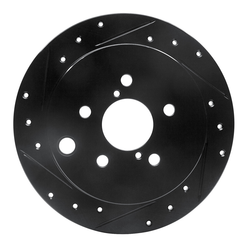 Subaru Crosstrek Brake Rotor (1) - Rear Left - R1 Concepts - Drilled & Slotted - Black - `12-`23